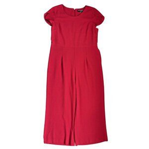 Karl Lagerfeld Paris Jumpsuit Women's 16 Red Tulip Sleeve Wide Leg Round Neck